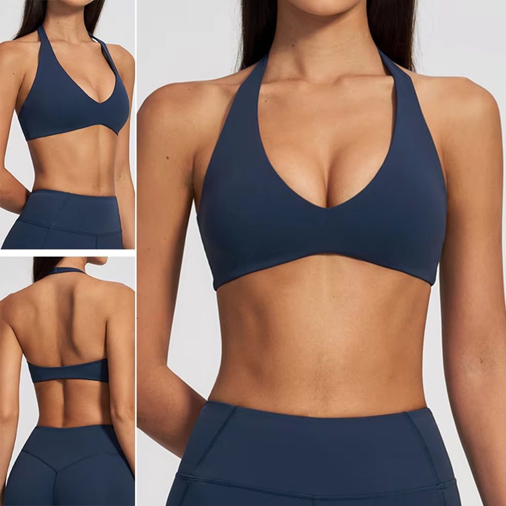 Yoga Fitness Logo Design - Sports Underwear Women's Padded Halter Neck