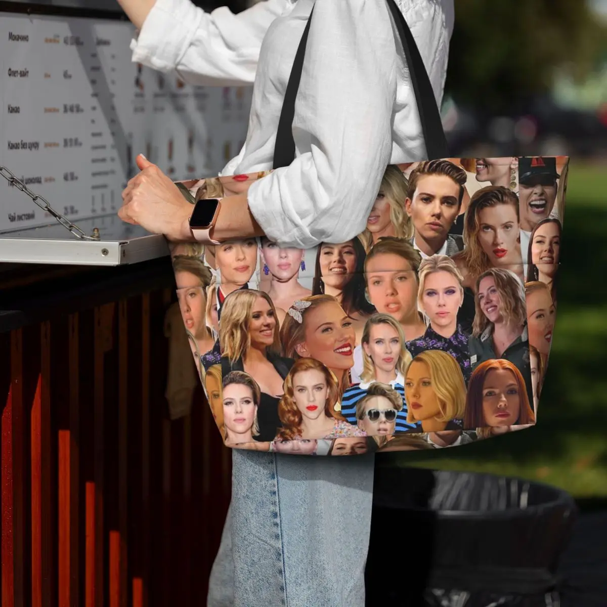 Yoga Fitness Photos - Scarlett Johansson Photo Collage Beach Tote