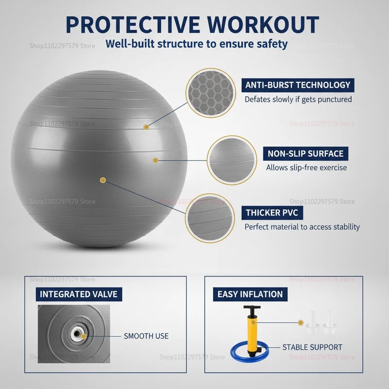 Anti-Burst Yoga Ball with Pump - Bosu Ball Balance 评论和价格