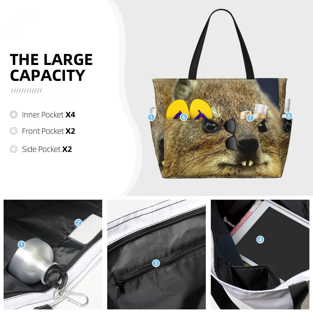 Rock Hyrax Photo Beach Tote Ba - Yoga Fitness Photos 评论和价格