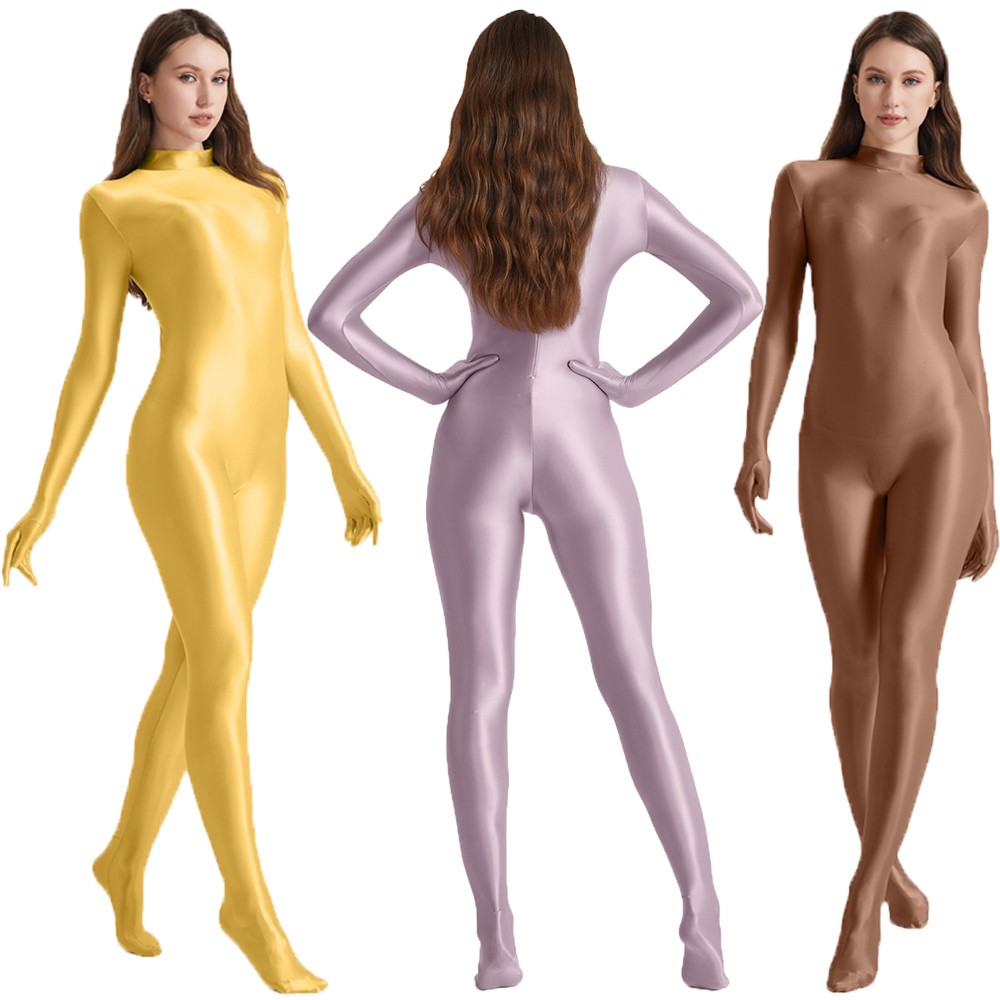 Women Oil Stretch High Neck Bo - Yoga Overall Fitness 评论和价格