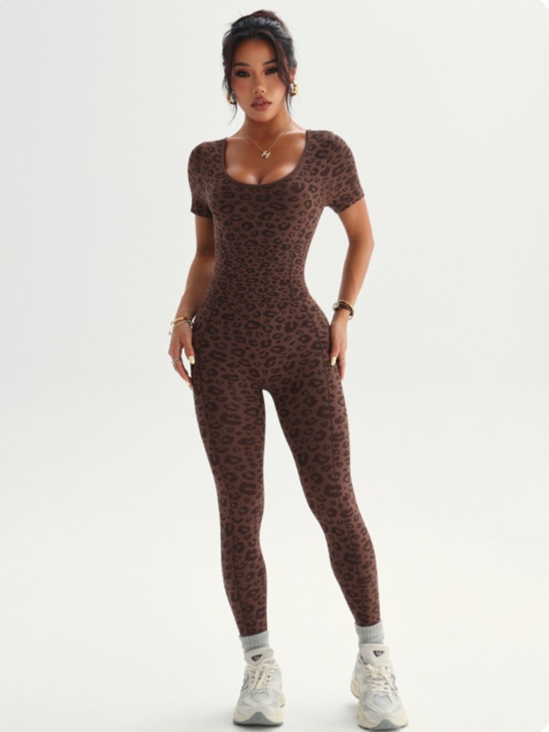 Women's Backless Leopard Jumps - Yoga Overall Fitness 评论和价格